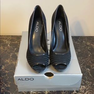 Black Suede Peep Toe shoes Size 38